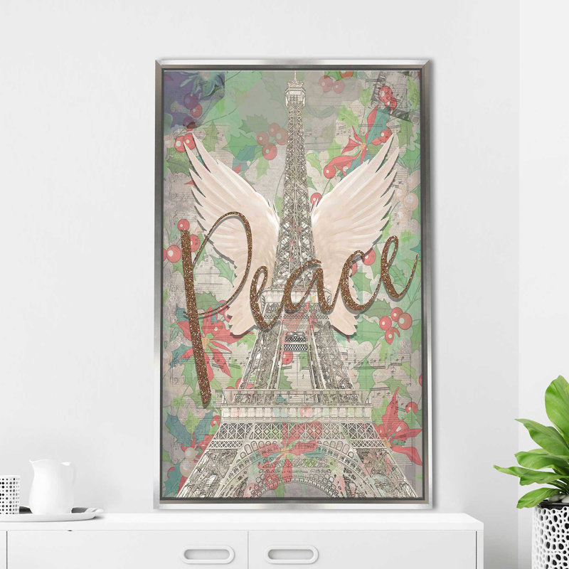 «Peace to you (vertical)» par Jodi - impression, H 33,5 po x l 21,5 po x P 2 po, Cadre flottant argent