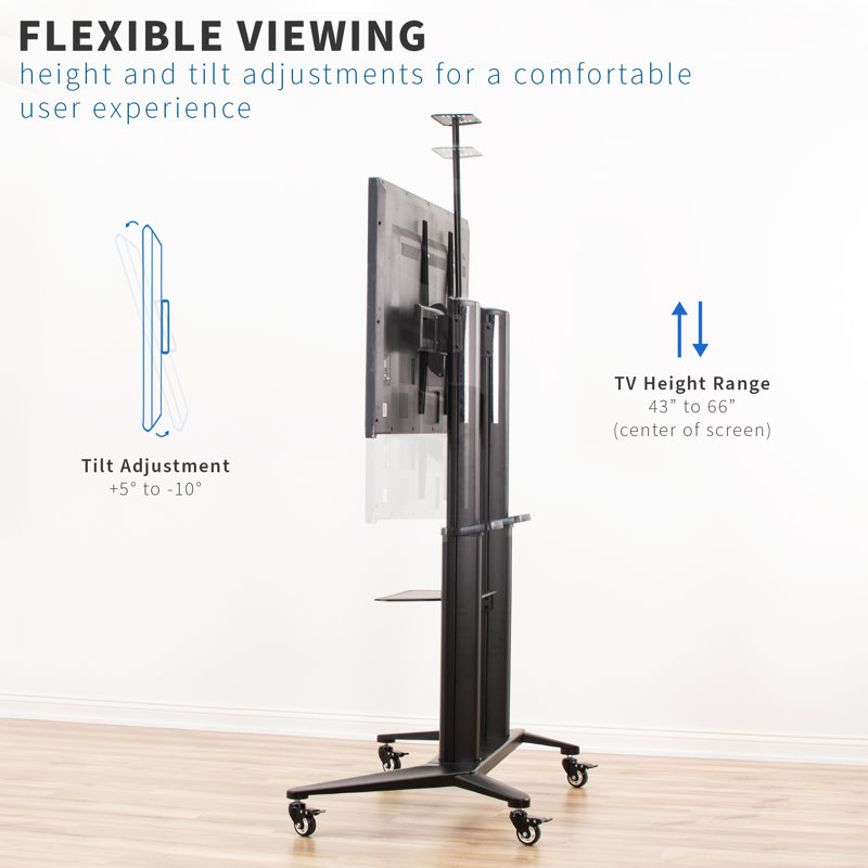 Vivo Ultra Heavy-Duty Mobile Large-Screen TV Cart, 70"-120", Aluminum
