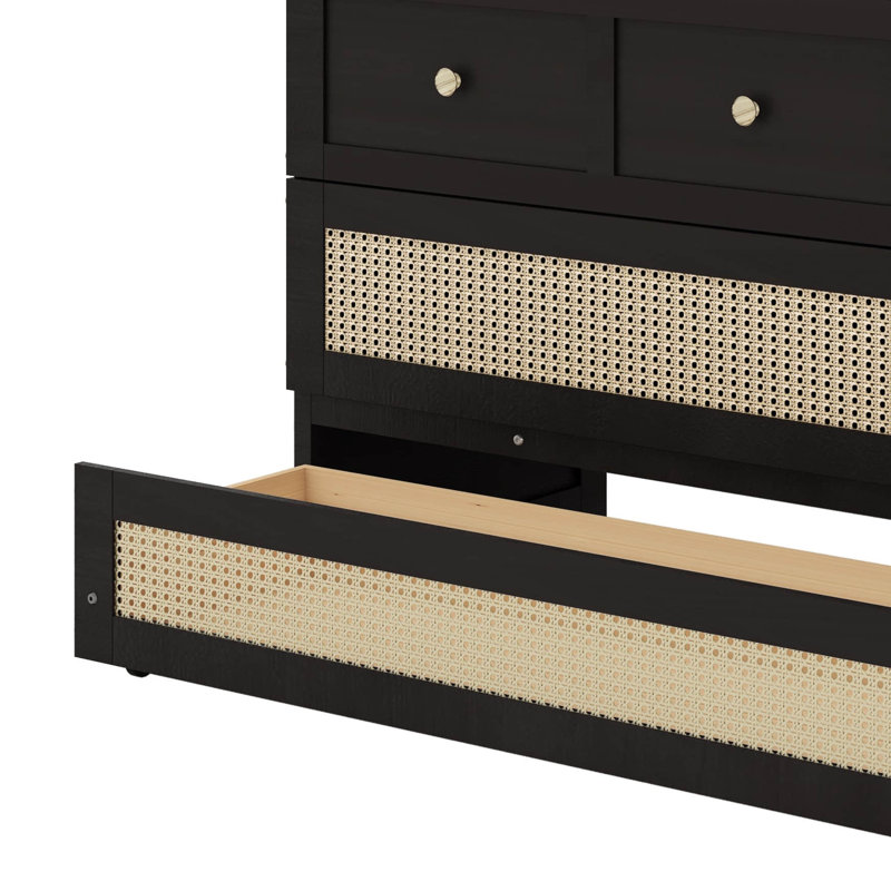 Lit escamotable double avec grands tiroirs, Espresso