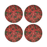 Christmas Poinsettia Pebble 16" Vinyl Placemat