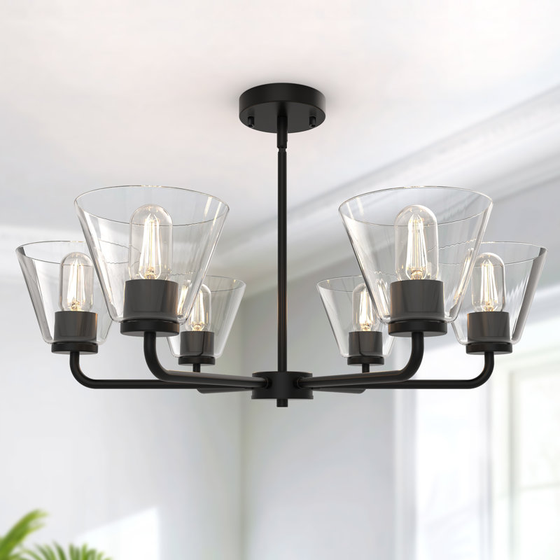 Lustre suspendu 6 lumières encastré Aigars pour bar de cuisine loft de couloir près du plafond, Clair