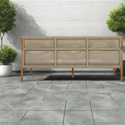 Modern Patio Sofas Set, Acacia Wood Wicker, Rustic Outdoor Entertaining