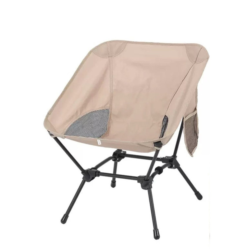 Portable Camping Chair Breathable With Side Pocket Folding, Khaki