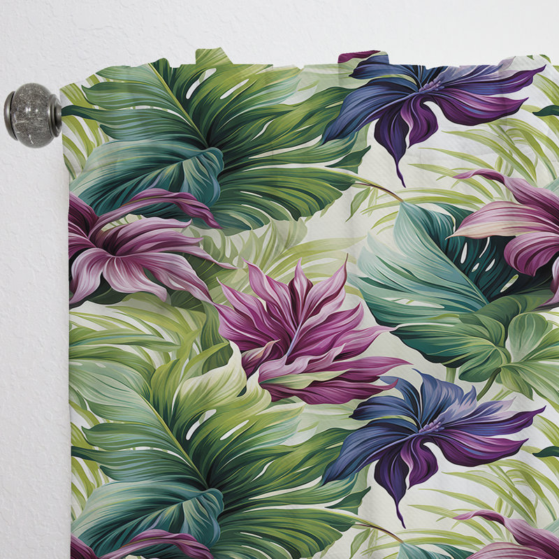 Palmier enchanteur motif tropical II - Rideau tropical - Velours obscurcissant - 1 panneau, L 52 po x L 63 po
