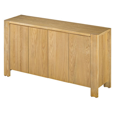 Buffet rétro en bois avec 4 portes, tablettes réglables et rangement spacieux pour la salle à manger, la cuisine et le salon