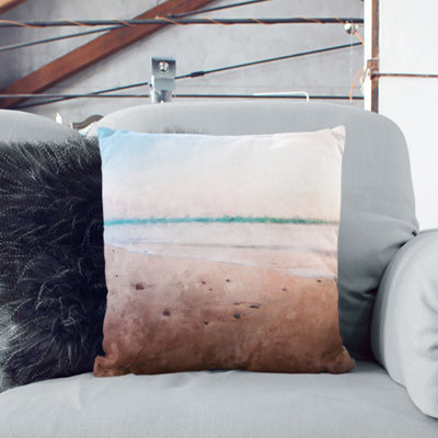 Freshwater West Beach in Wales Painting Cushion with Filling