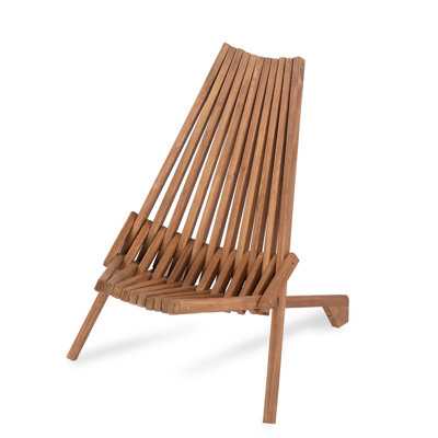 Natural Acacia Wood Folding Lounge Chair - Low-profile Boho Outdoor Chair For Balcony/patio