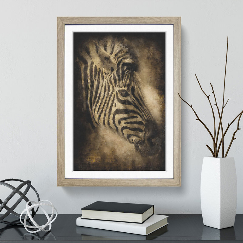 Zebra Vol.5 - Picture Frame Painting, 48cm H x 36cm W x 2cm D, Oak