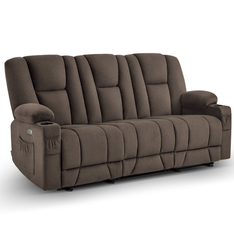 Canapé inclinable électrique 3 places Xannon, Mélange de polyester brun
