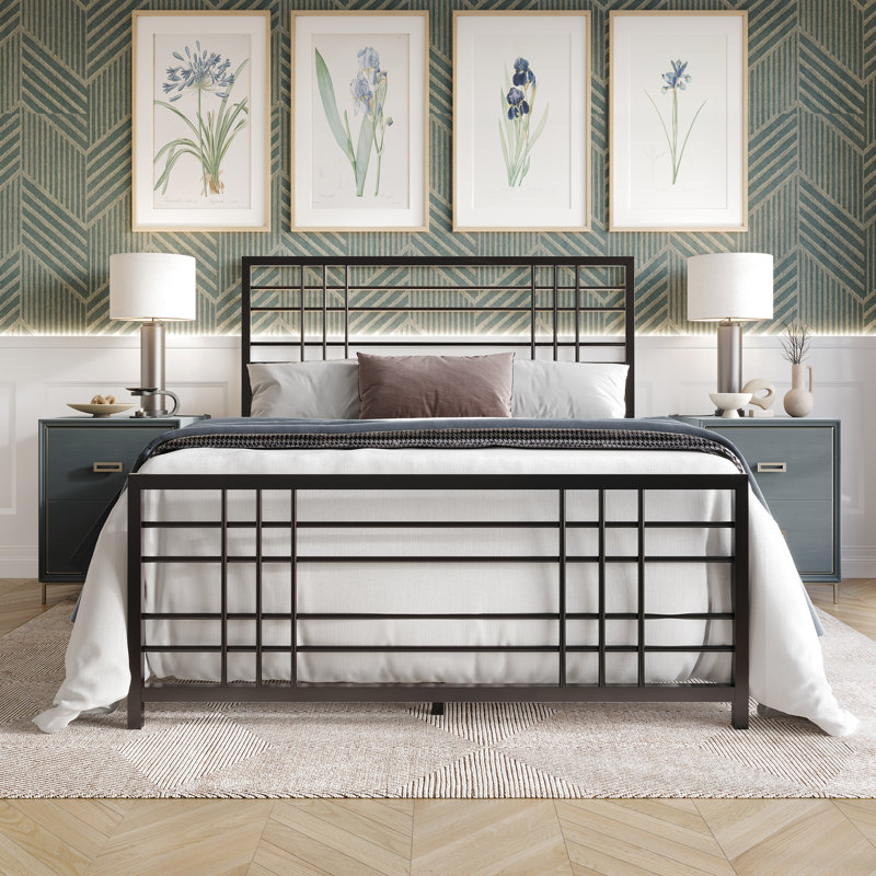 Nazmir Metal Open-Frame Bed, Brown, King