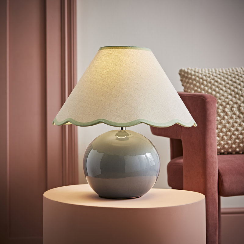 Berngard 37cm Lamp, No, Green, Green/White