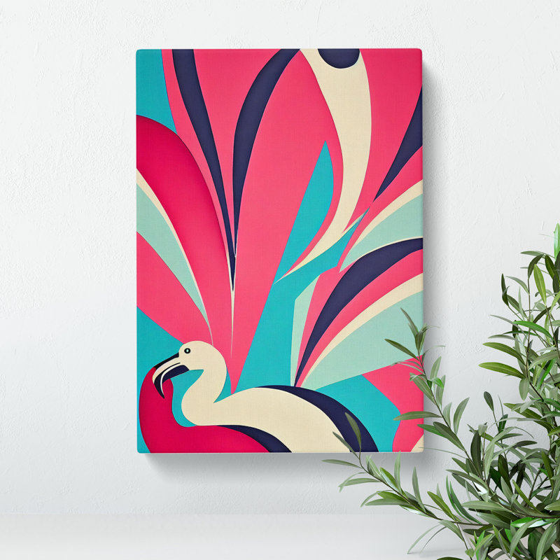 Flamingo In Abstract No.2 - Wrapped Canvas, 50cm H x 35cm W x 3cm D