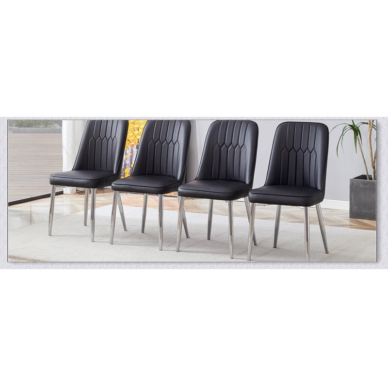 chaises de salle à manger modernes, dossier en cuir de polyuréthane lisse, pieds en métal pour une expérience confortable à la maison pour les cuisines, les chambres et les bureaux.