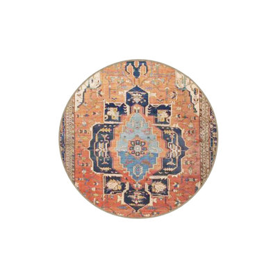 Tapis décoratif orange et bleu marine à motif traditionnel