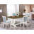 5-Pc Dining Room Set Includes a Distressed Jacobean Dining Table and 4 Baby Blue Linen Fabric Kitchen Chairs with High Back - Wire Brushed Linen White.-85692385-85692391-130066747