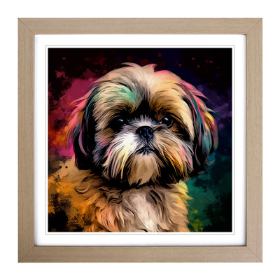 Shih Tzu Digital Art No.2 - Single Picture Frame Print on Wood
