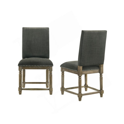 Ensemble de 2 chaises de salle à manger en tissu gris 19 "avec garniture cloutée Ettore