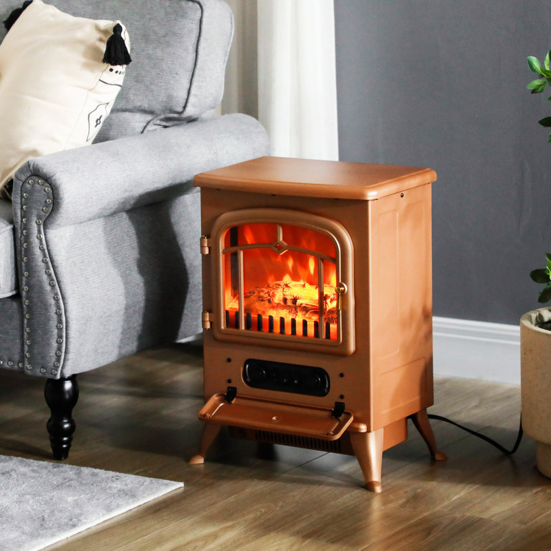 Electric Fireplace Heater, Brown