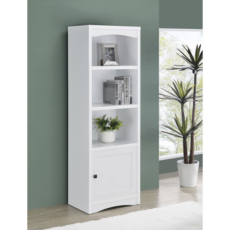 Tour média en bois d'ingénierie à 3 tablettes Laughlin, Blanc