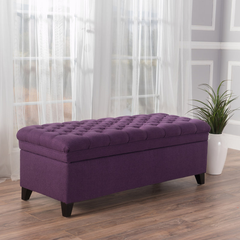 Banc de rangement rembourré en polyester Twania, Mauve