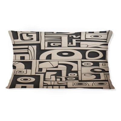 Coussin Tribal Sculptures en noir et blanc