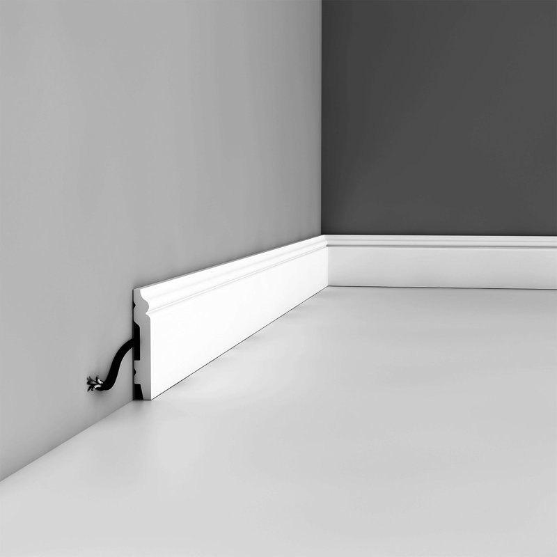 Modern White Primed Polystyrene Baseboard Moulding 6.5ft