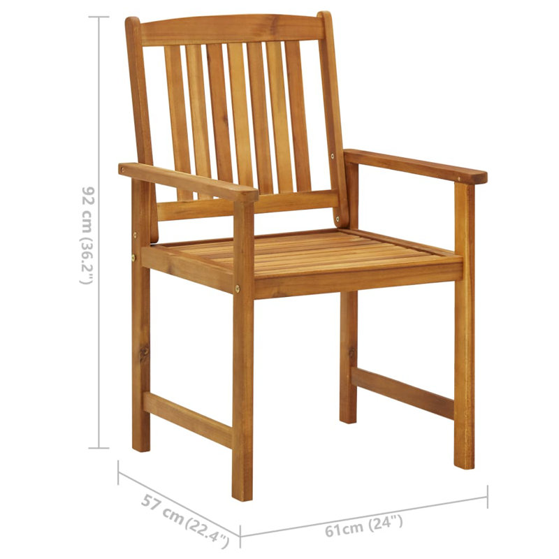 2 chaises de patio avec coussins vidaXL en bois d'acacia massif, Crème, Natural