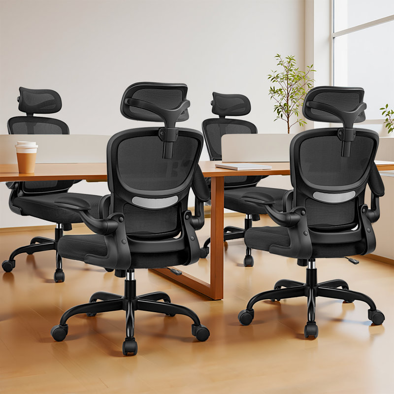 Lidwien Ergonomic Breathable Mesh Office Chair with Adjustable Headrest and Flip-Up Arms