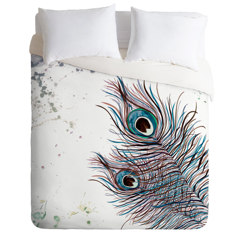 Ensemble de housse de couette Monika Strigel Boho Peacock Feathers, Housse de couette pour très grand lit et 2 très 