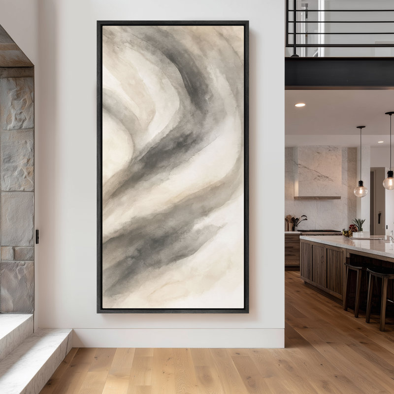 Grande toile murale encadrée - Impressions abstraites gris clair - 60 po x 20 po, 60 po x 30 po, Noir, H 60 po x l 30 po