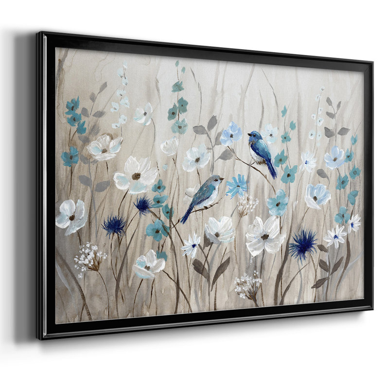 «Bluebirds in Spring», toile tendue avec châssis, H 14 po x l 20 po x P 1,5 po, Noir
