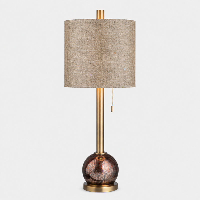 34" Metal Table Lamp With White Shade