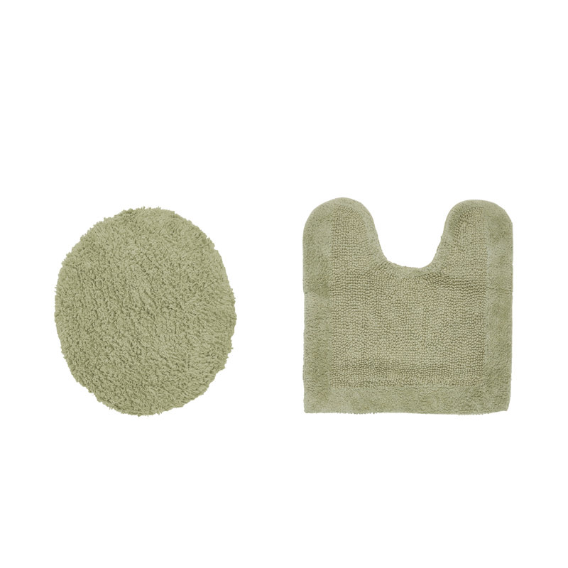 Moriceau 100% Cotton Tufted Reversible Contour Mat with Toilet Lid Cover Machine Washable Extra Soft & Absorbent 2 Piece Premium Bathroom Rug Set