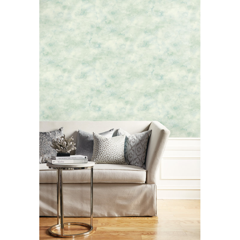 Rouleau de papier peint texture l 32,8 pi x l 20,5 po roxen Perrone, Sarcelle / blanc cassé