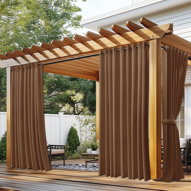  Rideaux d'extérieur imperméables Premium, Brun, L 54 po x L 84 po, 1