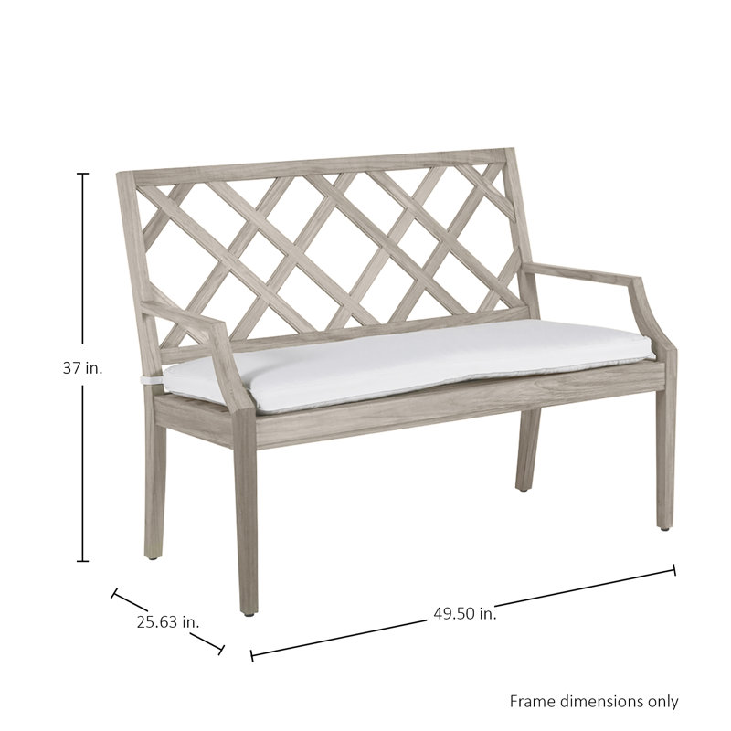 Haley Teak Garden Bench, No Welt, Perigold Excel Denim, Oyster Teak