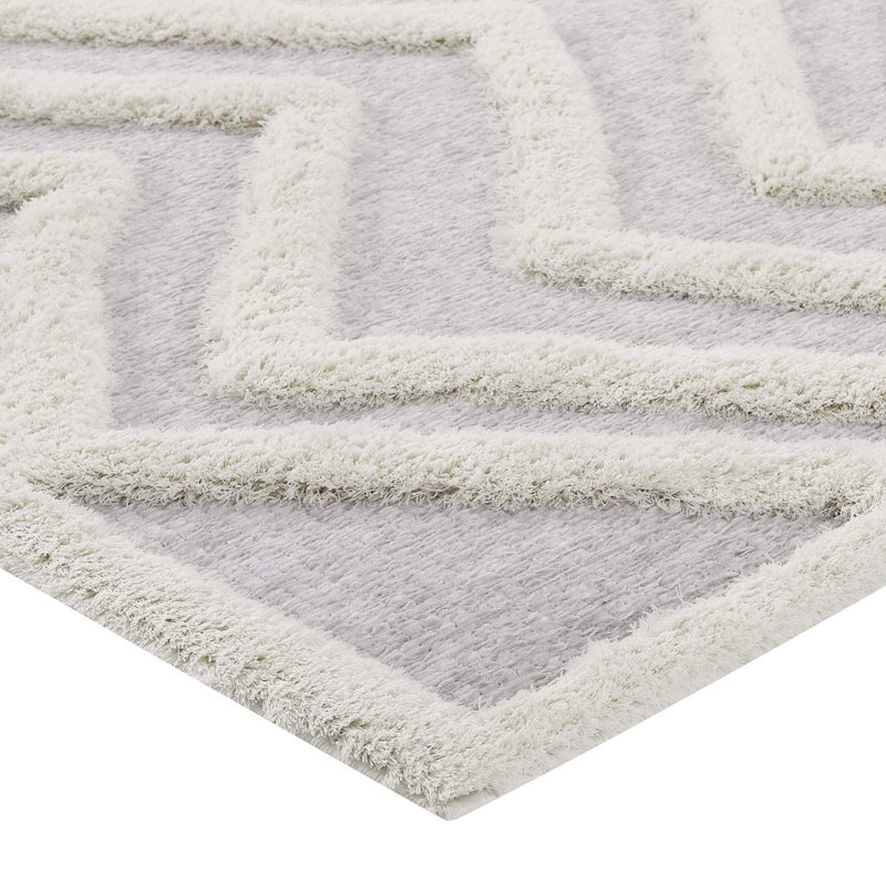 Pathway Abstract Chevron Ivory/Light Grey Indoor Area Rug, Rectangle 5' x 8'
