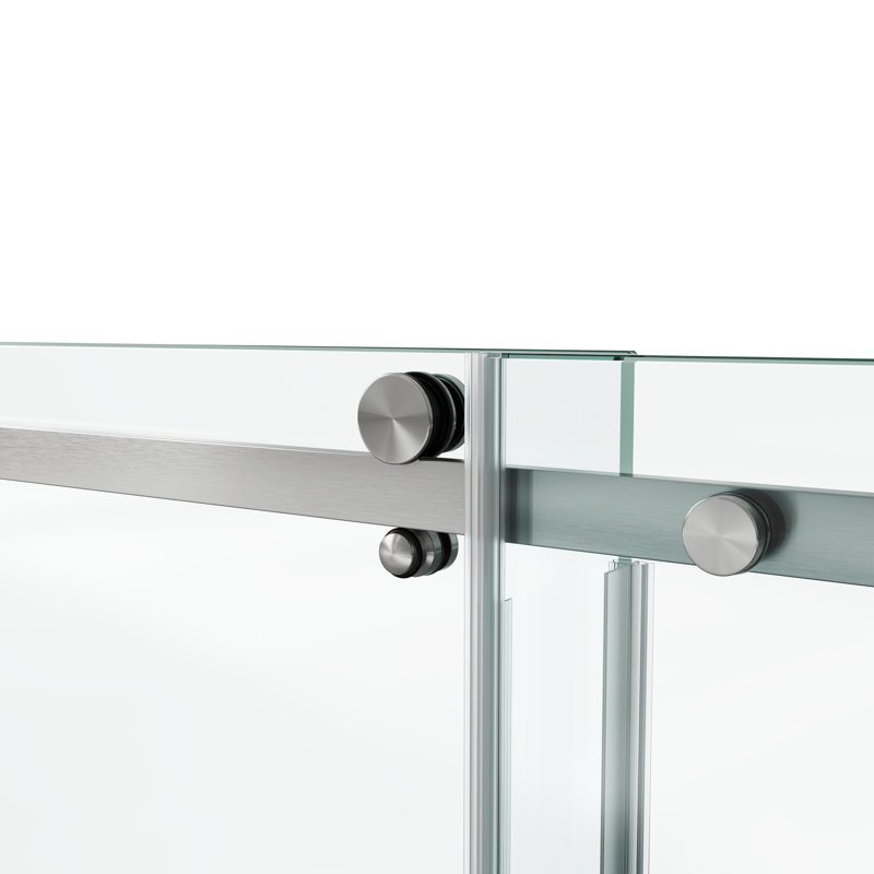 Porte de douche fixe et coulissante, Brushed Nickel