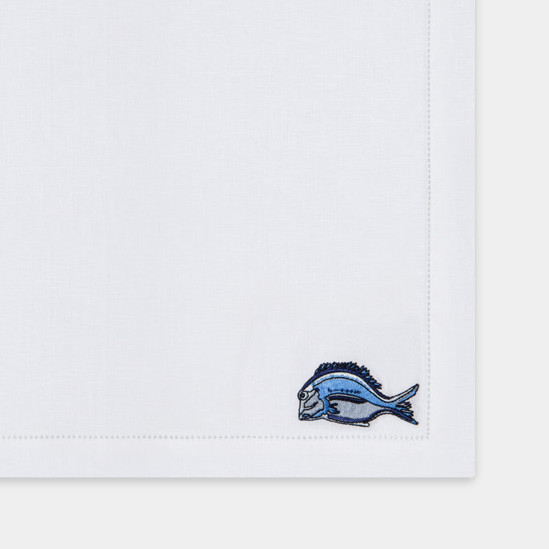 Marine Motif Embroidered Linen Placemats