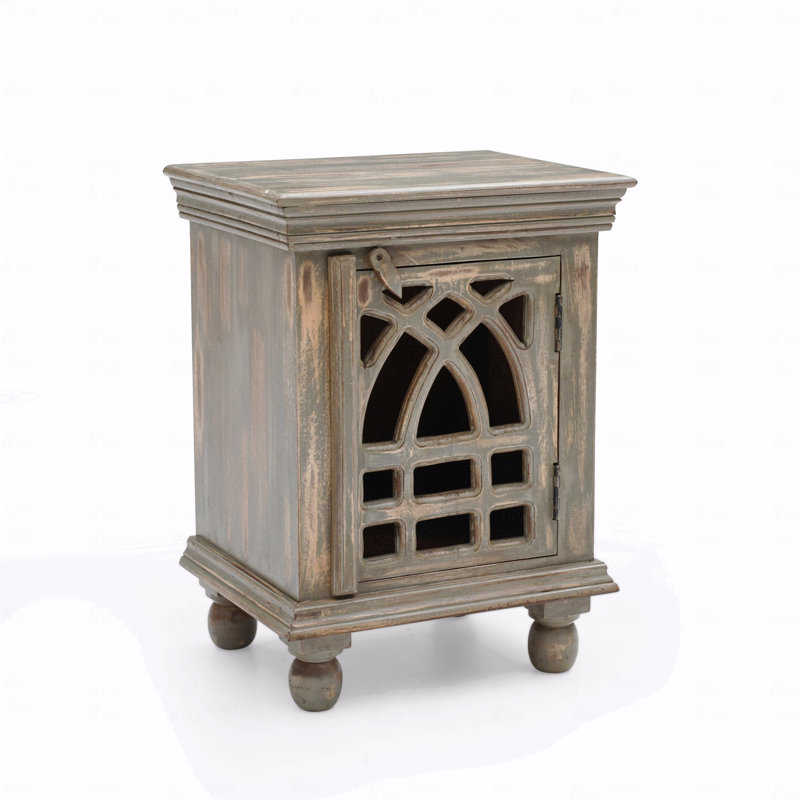 Table de chevet en bois gris antique