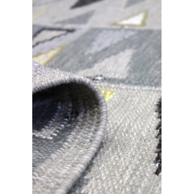 Tapis scandinave unique 9 pi 7 po x 12 pi 2 po gris / argent / or New Age