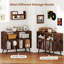 Record Player Stand with Charging Station Open Shelves & Compartments Raised Legs Brown