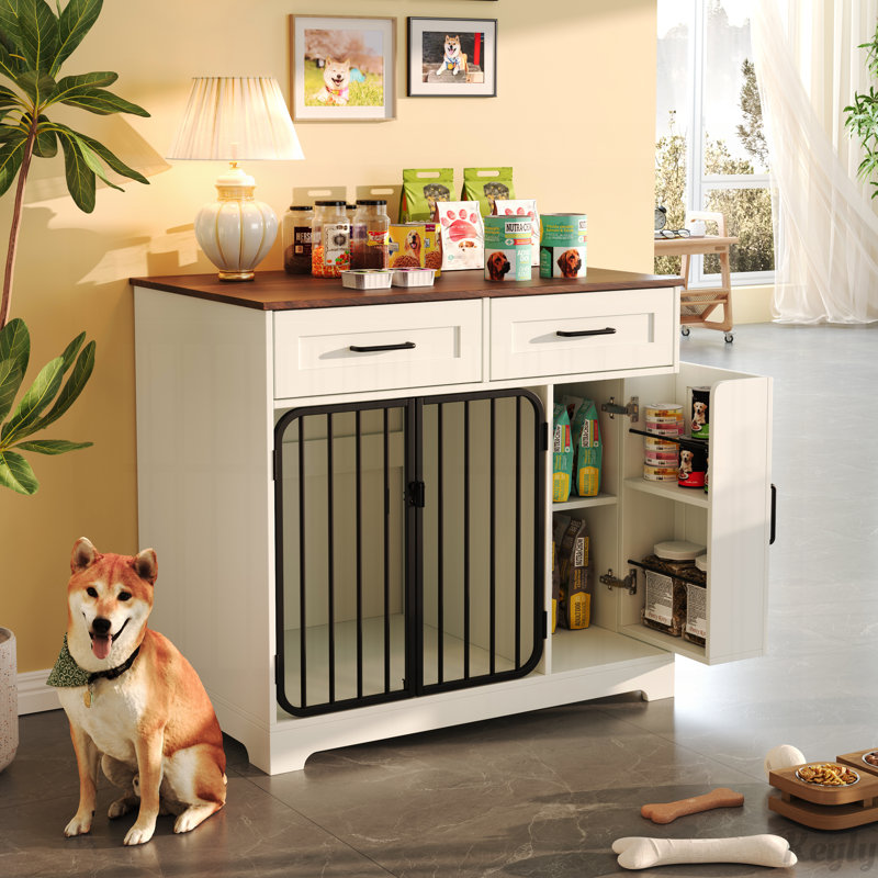 Cage pour chien 37,4 "avec 2 tiroirs et armoire de rangement