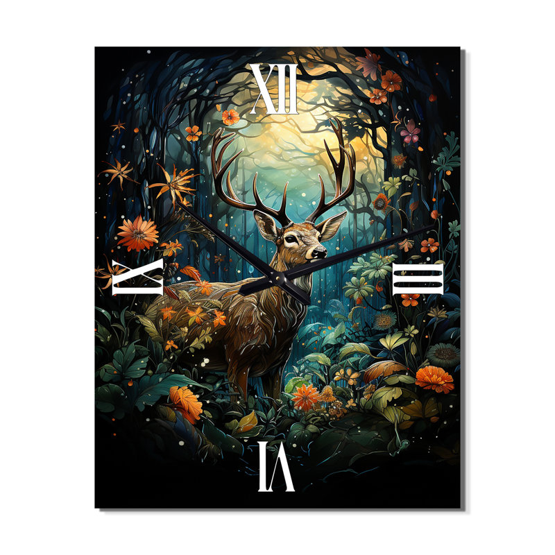 Horloge murale moderne cerf enchanté, Médium