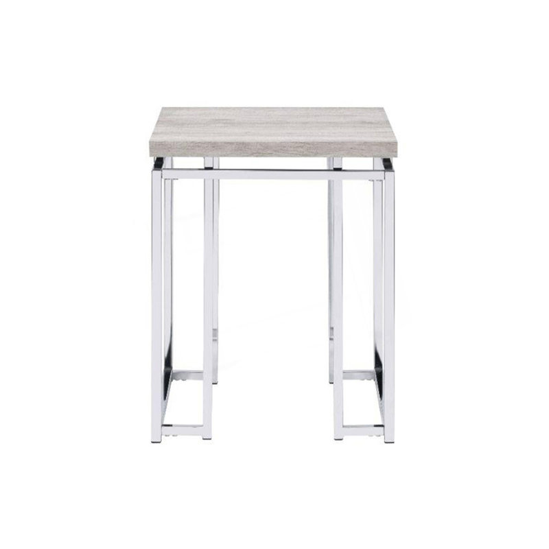Square End Table With Metal Sled Base