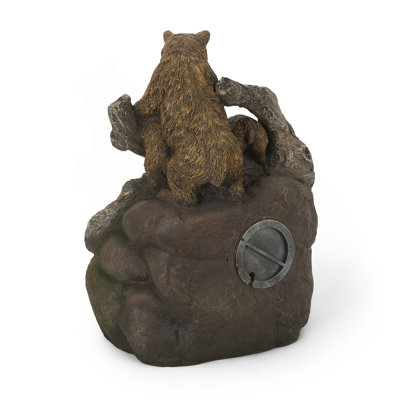 24.75" High CALLAN FOUNTAIN Weather Resistant Floor Fountain With Light, Light Brown + Moss