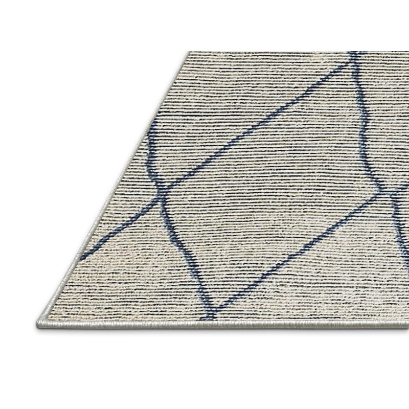 Tapis beige / bleu à motif géométrique Twowell, Rectangle 7 pi x 10 pi