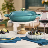 Le Creuset Signature Cast Iron Round Braiser, 5 Qt. - Blue Riviera