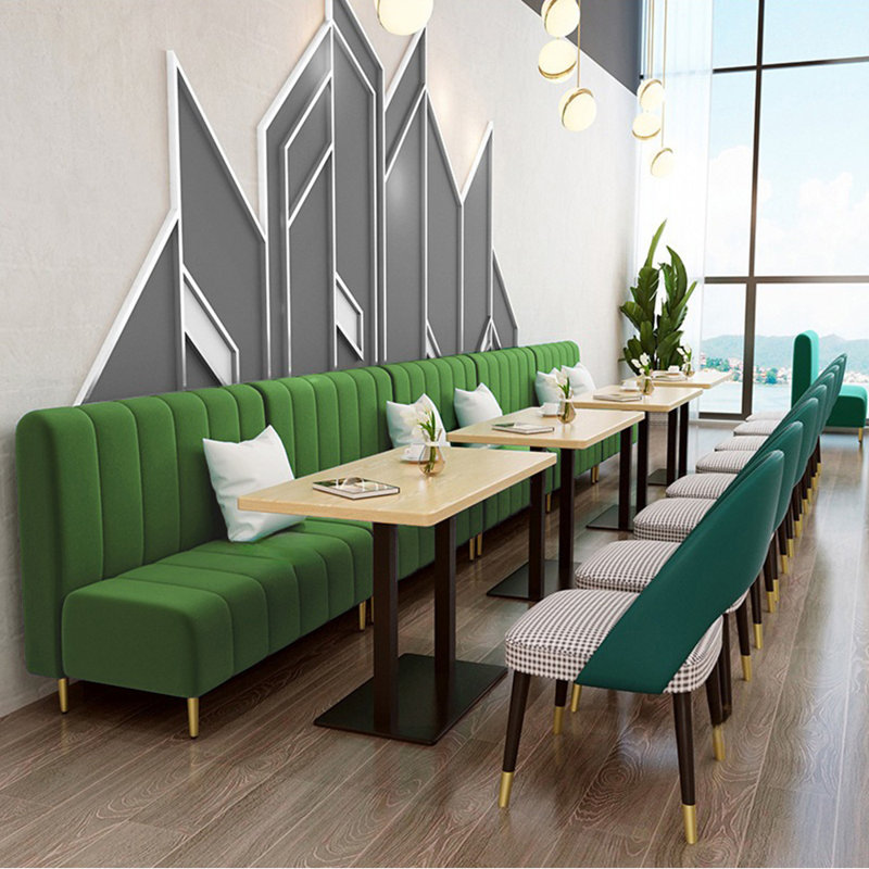 Simple Restaurant Cafe Dessert Shop Benches Polyester Blend Upholstered Bench, Green