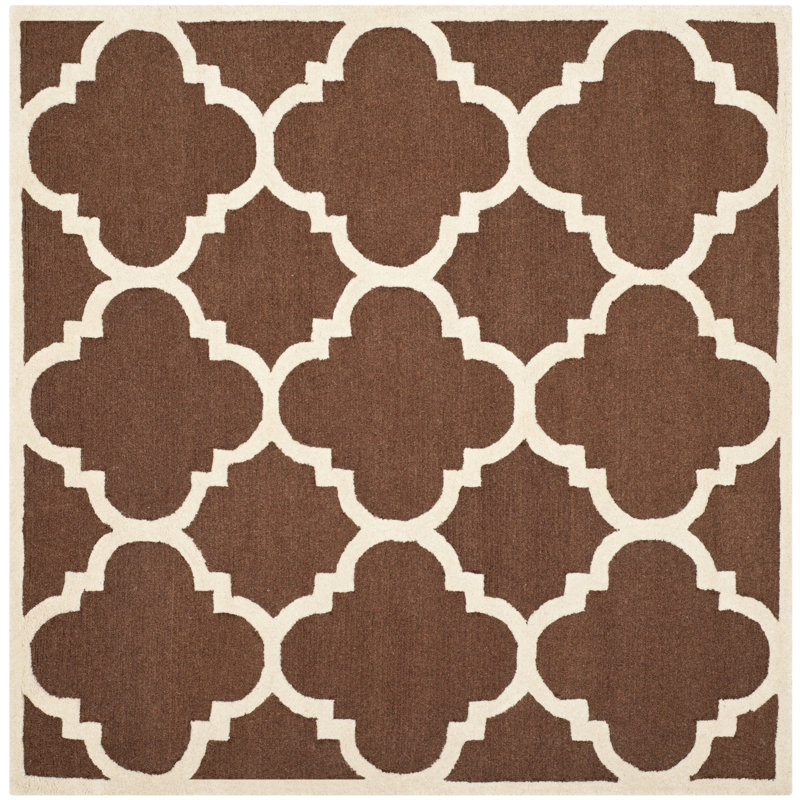 Cannen Hand Tufted Wool Geometric Rug, Square 6'